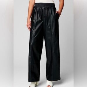 Blank NYC Faux Leather Women's Black Wide Leg Pants Office Chic